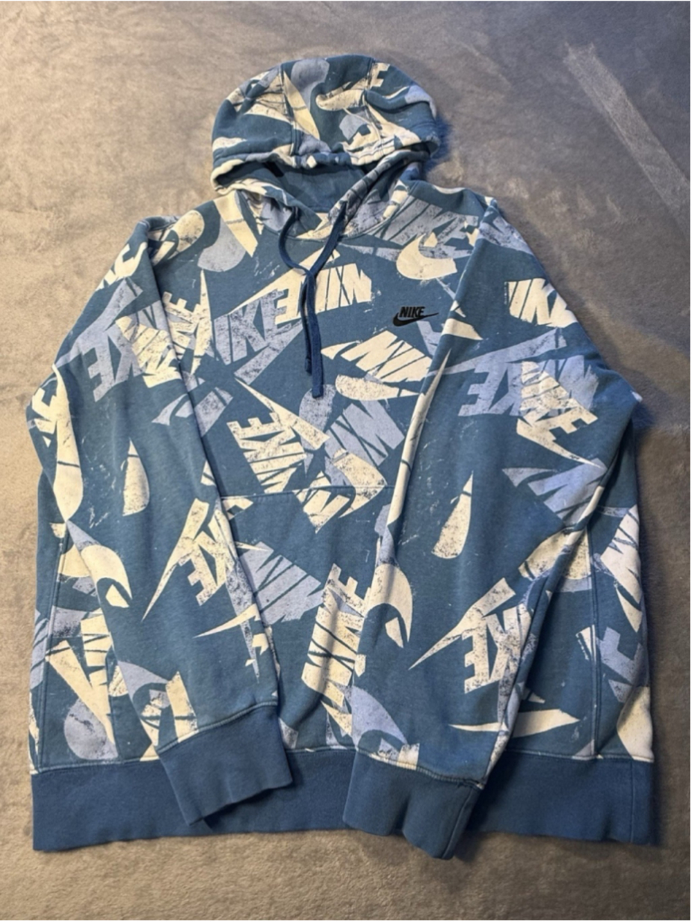 Men’s Nike Blue/White Hoodie Sweatshirt, Sz Large Excellent Condition